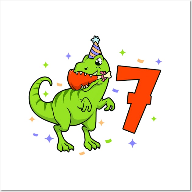 I am 7 with TREX - boy birthday 7 years old Wall Art by Modern Medieval Design